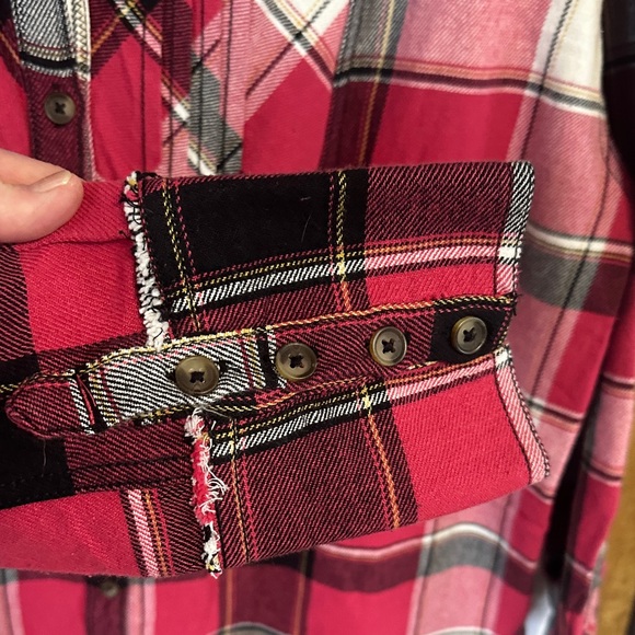 We The Free Burgundy and White Plaid Shirt - Picture 3 of 4